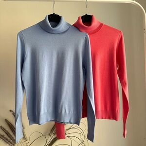 Silks Bundle of Two Silk Blend Sweaters Large Pink Blue